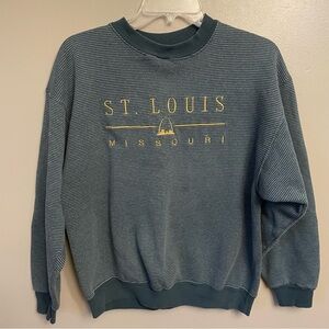 H.L. MILLER St Louis Sweatshirt Green stripe Embroidered Sz Medium arch